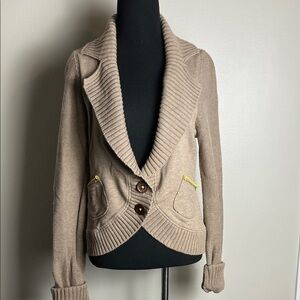 Moth Tan Cardigan with Shawl Collar